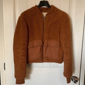 LUCKY BRAND CROPPED SHERPA JACKET